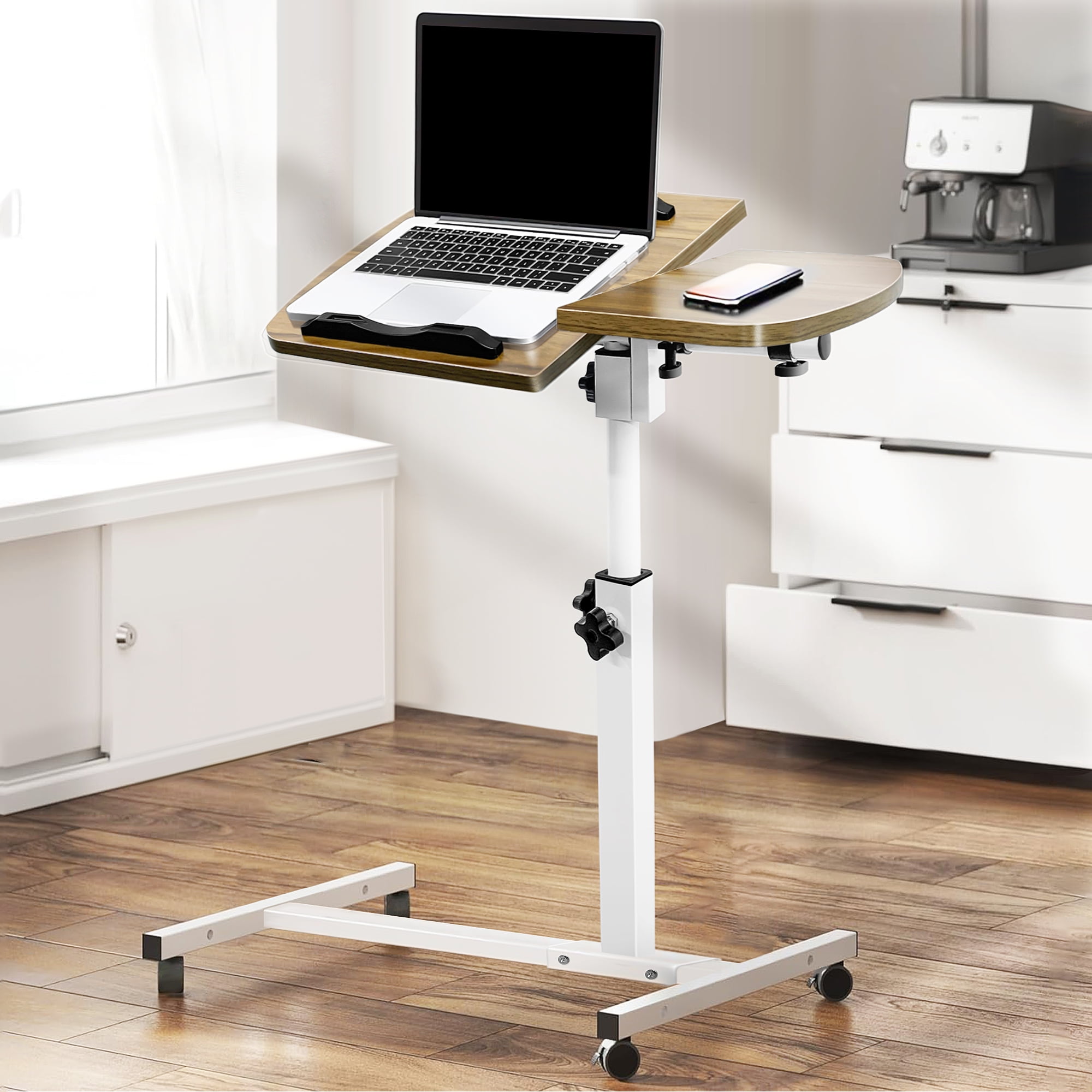 Riousery Overbed Table with Wheels, Tiltable Mobile Standing Desk