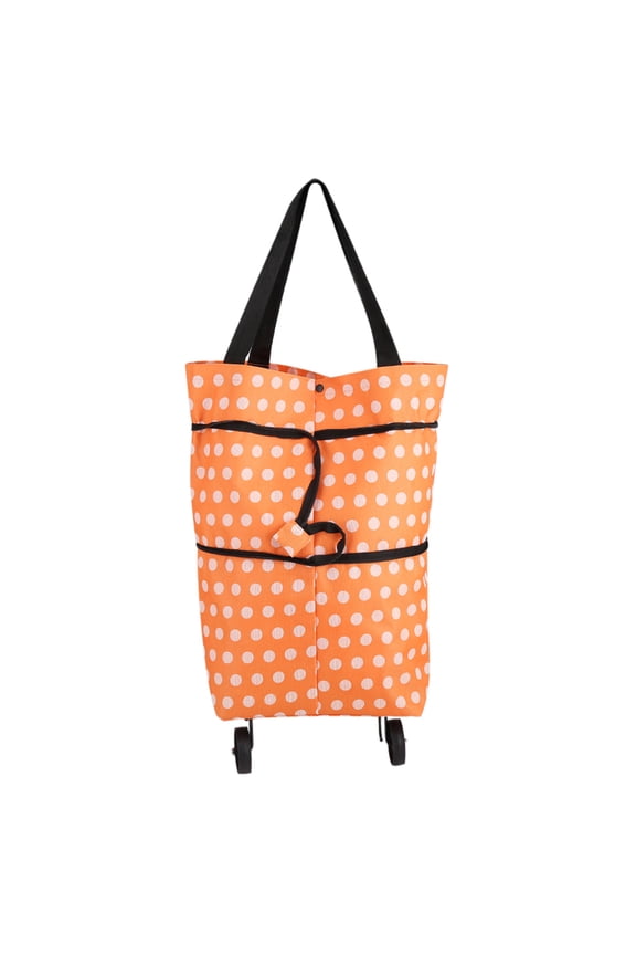 Oxford Cloth Foldable Dual Purpose Wheel Rolling Shopping Bag with Shoulder Straps Reusable Grocery Tote Cart for Travel Picnic (21.65 in / 55 cm)