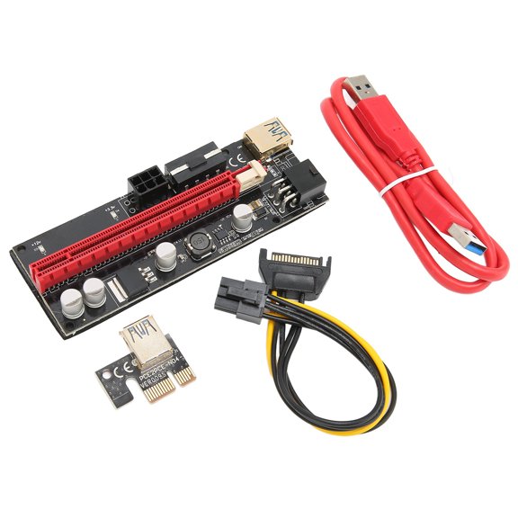 Riousery PCIE Riser 1X to 16X Graphics Extension Reduce Burden 23.6 inches / 60 cm USB 3.0 Safe Stable USB Riser Powered Adapter Card VER009S