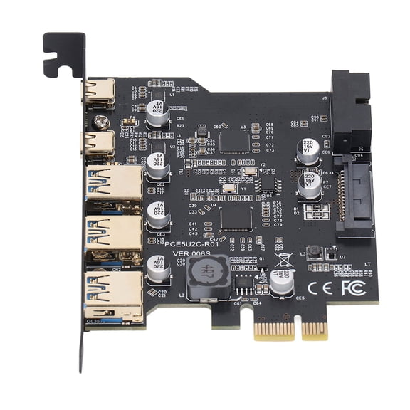 Riousery PCIe to USB 3.2 Gen 1 Card 5Gbps Bandwidth PCI Express Expansion Card with 5 Ports 3 USB Type-A and 2 USB Type-C for Desktop PC Windows and Linux