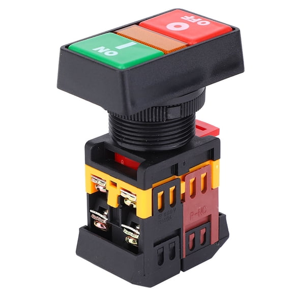 Riousery PPBB-30N Double Push Button Switch with LED Light On Off Momentary Button (380VAC) 3.27 inches / 8.3 cm