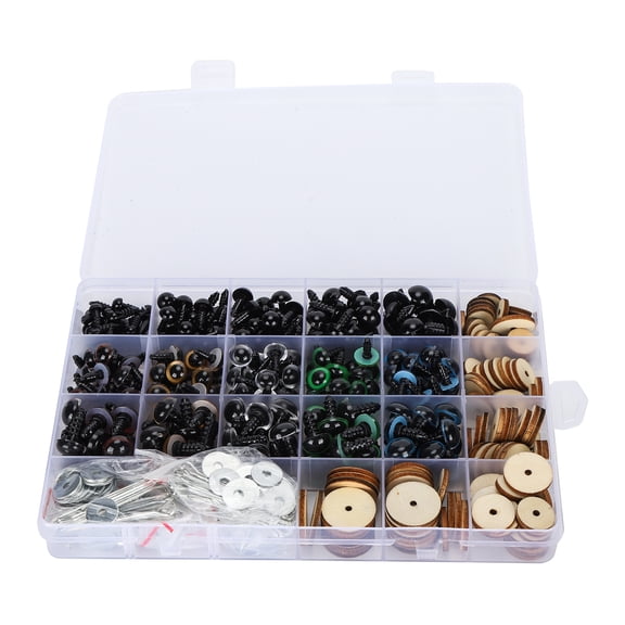 Riousery Plastic Craft Eyes with Movable Joints for Plush Dolls and Teddy Bears, DIY Stuffed Animal Parts, 264 Count, Multicolor, Sizes 6mm to 12mm (0.24 inches to 0.47 inches)