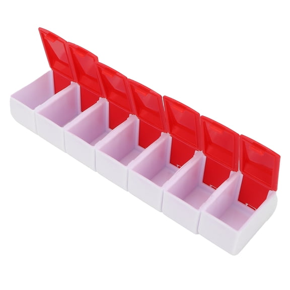 Riousery Portable 7 Days Pills Case Weekly Organizer Travel Container For Capsule Supplements Vitamin[cite: 1]. Polypropylene Box[cite: 1]. Compact Size 7.09 inches / 18.00 cm[cite: 1].