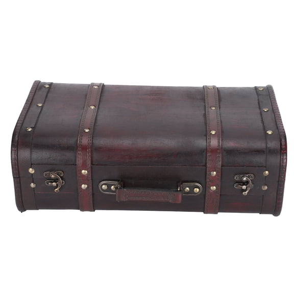 Riousery Portable Antique Suitcase Wooden Case Photography Props Craft Decoration Box Ornament For Home Foyer Bedroom Living Room, 14.9 x 9.0 x 5.3 inches / 37.8 x 22.8 x 13.5 cm