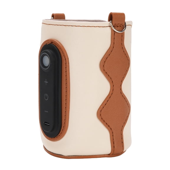Riousery Portable Baby Bottle Warmer Sleeve Constant Temperature Digital Display USB Powered Milk Heater for Travel Car Outdoor Fast Heating Insulated PU Leather Fits Most Brands (3.15 inches / 8 cm)
