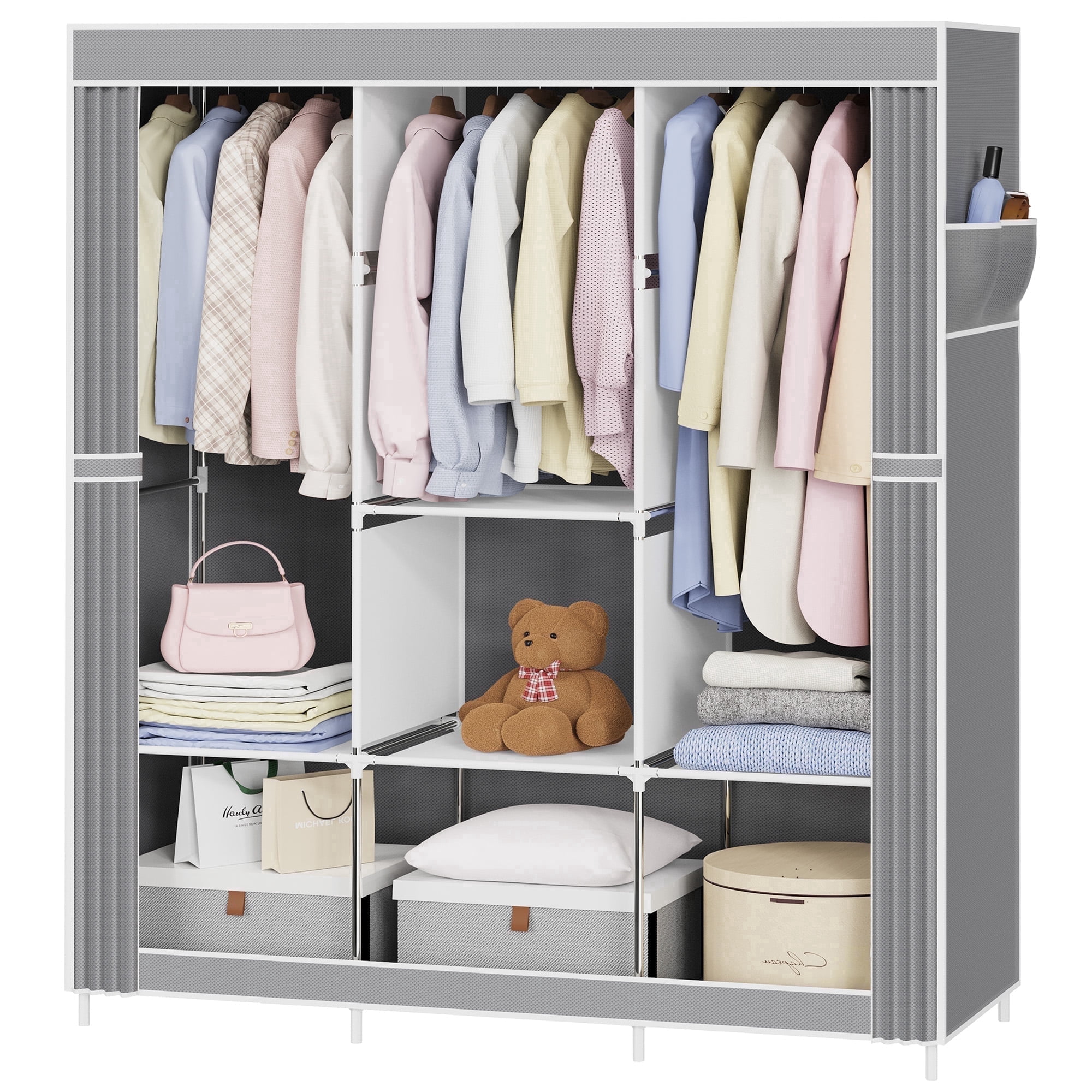 w closet - rio Riousery Portable Wardrobe Closet, 49 Inch, Metal Frame, Clothes