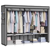 Riousery Portable Closet, 83 Inch Wardrobe Closet for Hanging Clothes 10 Storage Organizer Shelves, Grey