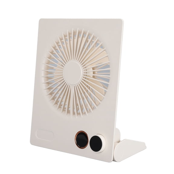 Riousery Portable Desktop Flat Fan Battery Operated Foldable Standing Hanging Fan with Remote Stepless Speed 7.5 inches / 19 cm Beige