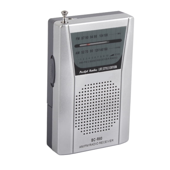 Riousery Portable Digital Radio Receiver Mini AM FM Pocket Radio Battery Operated for Gym Walking Jogging Camping and Emergency Readiness Use, BC-R60, Gray