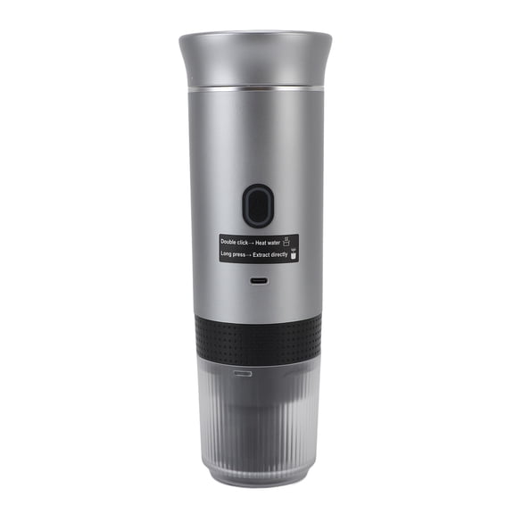 Riousery Portable Electric Coffee Maker 120ml / 4.05 oz 304 Stainless Steel Automatic Heating Travel Coffee Machine For Camping, Hiking, RV, Office, And Home Use Compatible With Grounds And Capsules