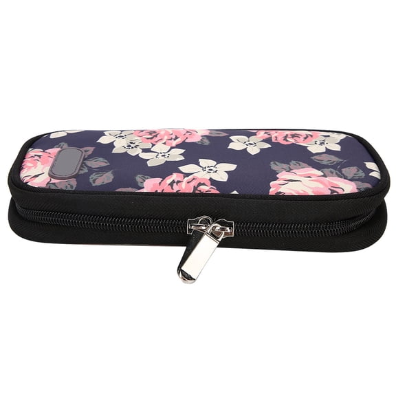 Riousery Portable Insulin Cold Storage Bag Medicines Refrigerated Cool Bag for Patient Care Black Bottom Red Flower 8.3 inches / 21 cm[cite: 1]