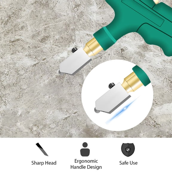 Riousery Portable Manual Glass Hand-Held Cutter, Ceramic Tile Glass Cutting Tool with 2 Replacement Heads, Ergonomic Design, Lightweight 3.88 oz / 110 g, Green[cite: 1]