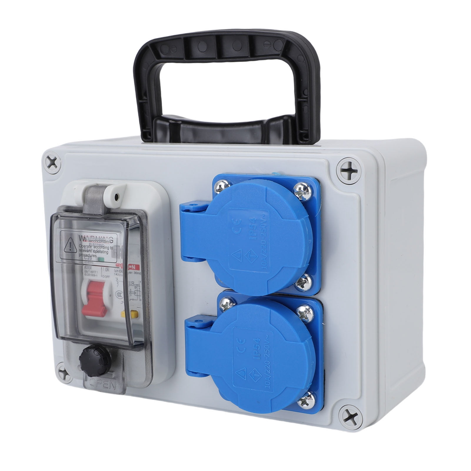Riousery Portable Outdoor Power Distribution Box Industrial Waterproof Electrical Breaker Socket Box IP44-67 220V, 6.89 x 4.92 x 2.95 in / 175 x 125 x 75 mm