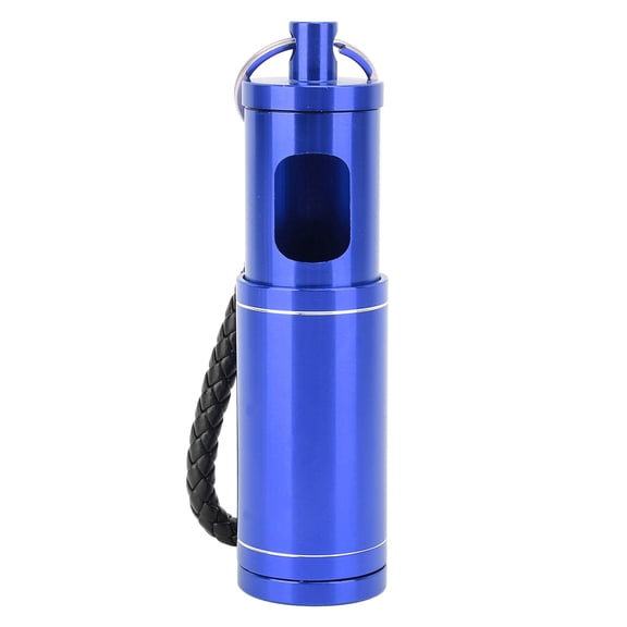Riousery Portable Pocket Ashtray with Keychain Lanyard Retractable Circular Aluminum Alloy Mini Windproof Ash Holder for Travel Camping Hiking Outdoors, Blue (1.3 inches / 33 mm)