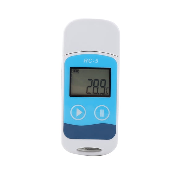 Riousery Portable RC-5 Temperature Data Logger Mini Recorder LCD Display 32000 Points Internal Sensor High Accuracy Cold Chain Thermometer with USB Interface for Laboratory Warehouses, 3.1 x 1.3 in