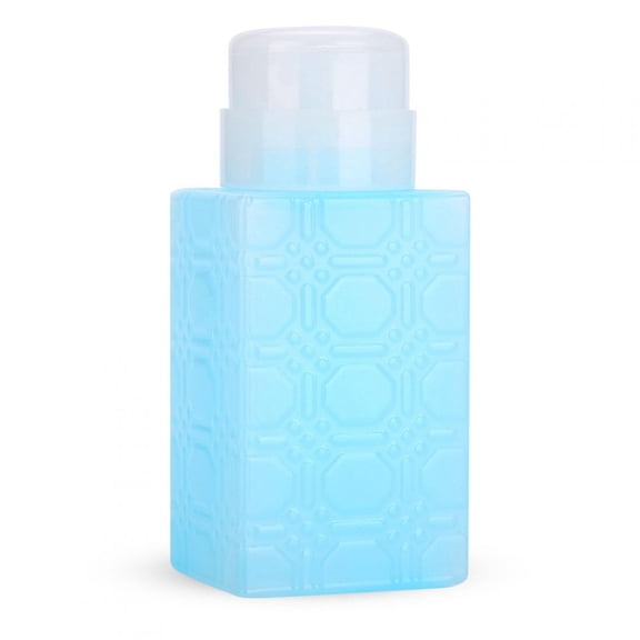 Riousery Portable Refillable Pump Dispenser Bottle Nail Art Polish Makeup Remover Lotion Container, Spill-Proof Square Design, 5.11 inches / 13 cm, Blue