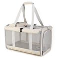 thumbnail image 1 of Riousery Portable Soft-Sided Foldable Pet Carrier Bag Travel Companion For Small Cats And Dogs With Large Opening Breathable Mesh 17.32 in / 44 cm Beige, 1 of 9