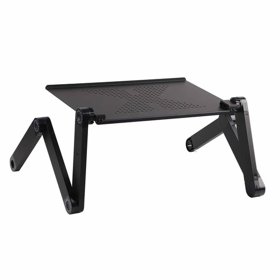 Riousery Portable Vented Aluminum Laptop Desk Notebook Stand Table Tray with Mouse Holder for Sofa Bed Adjustable Height Foldable Ergonomic Lap Tray Black (20.9 inches / 53 cm)