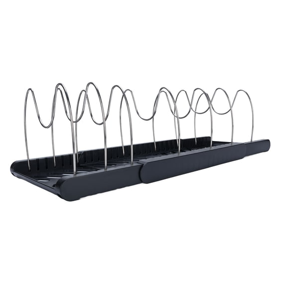 Riousery Pots and Pans Organizer Expandable Cookware Rack Adjustable Pan Organizer for Kitchen Black