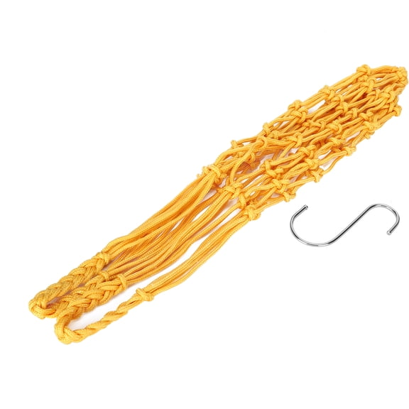 Riousery Poultry Hanging Feeding Net Bag Chicken String Bag Vegetable Fruits Feeding Toy Tool with Hooks, Yellow, 5.5 inches / 14 cm, Durable Nylon Neting for Hens Roosters