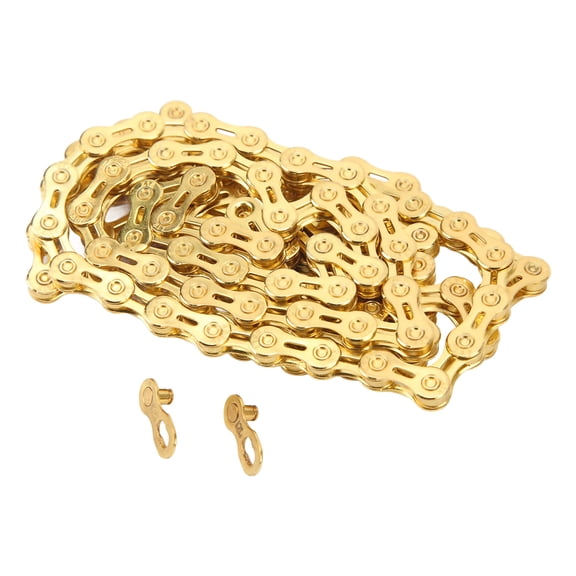 Riousery Premium 12 Speed Bike Chain Half Hollowed Alloy Steel Mountain Road Bicycle Chain Replacement with 2 Chain Link Connectors & Storage Box, Gold