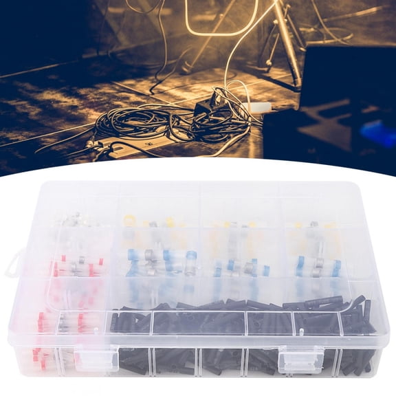 Riousery Premium 350PCs Solder Sleeve Insulation Terminal Electrical Connector Seal Kit Waterproof Lightweight Marine Automotive Wire Terminals Box (350 Pieces / Pack)