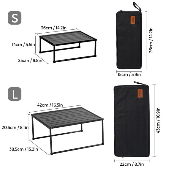 Riousery Premium Aluminum Folding Camping Table Lightweight Portable Outdoor Picnic BBQ Dinner Slatted Table Large Size 16.5 x 15.2 x 8.1 inches / 42 x 38.5 x 20.5 cm