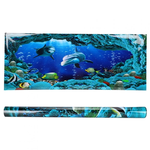 Riousery Premium Background Poster Decorative Sea World Paintings PVC Sticker Landscape for Aquarium Fish Tank, 24.02 x 16.14 inches / 61 x 41 cm, Multicolor