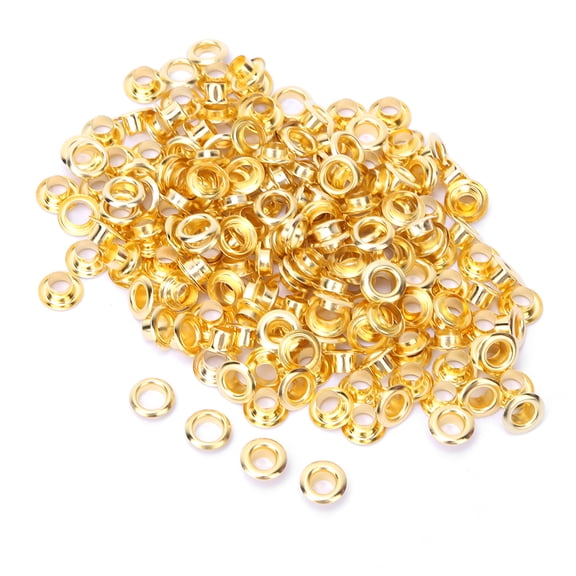 Riousery Premium Brass Double Sided Eyelets Rivets Grommet for Belts Shoes Bag Leather Craft, Heavy Duty Hollow Metal Buckle Fasteners, 100 Sets (5mm / 0.19 inches)