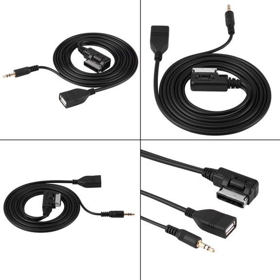 Riousery Premium Car Audio AUX USB Adapter Cable Replacement for Mercedes Benz C63 E200l CLS E S ML Class AMI Media Interface Compatible with iPhone 6s Plus 6 5s 5c 5 High Speed Data Transfer Black
