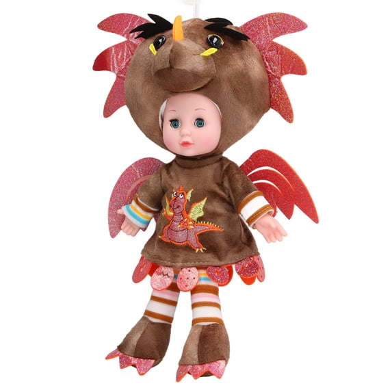 Riousery Premium Coffee Dinosaur Baby Doll Cute Soft Plush Toy for Girls and Kids, 15.7 inches / 40 cm, Sings and Makes Noise, Interactive Collectible Stuffed Animal with Batteries Included