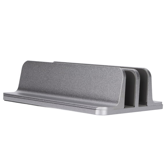 Riousery Premium Dual Vertical Laptop Stand Holder High Grade Aluminum Alloy Space Saving Desktop Organizer Storage Rack for All Notebooks Tablets Silver 5.9 x 4.7 x 1.9 inches 15 x 12 x 4.5 cm