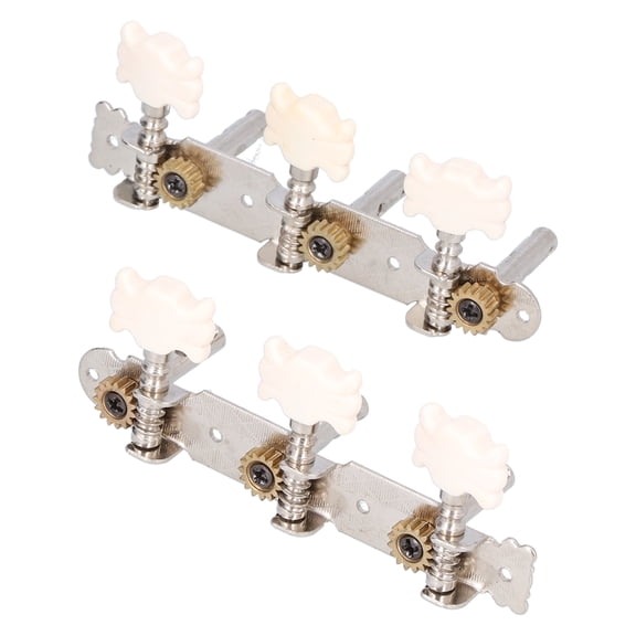 Riousery Premium Guitar Tuning Pegs Machine Heads Chrome Plated Dual Holes Left Right 3-in Line Tuners for Classical Folk Guitars Replacement Parts Accessory, Silver Finish, 4.33 inches / 11.0 cm