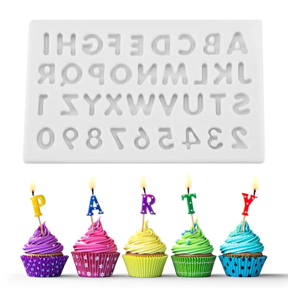Riousery Premium Letters Shape Silicone Cake Fondant Chocolate Molds Decorating Tool, Happy Birthday Baking Mold for DIY Crafts & Desserts, Gray, 3.9 x 2.4 Inches