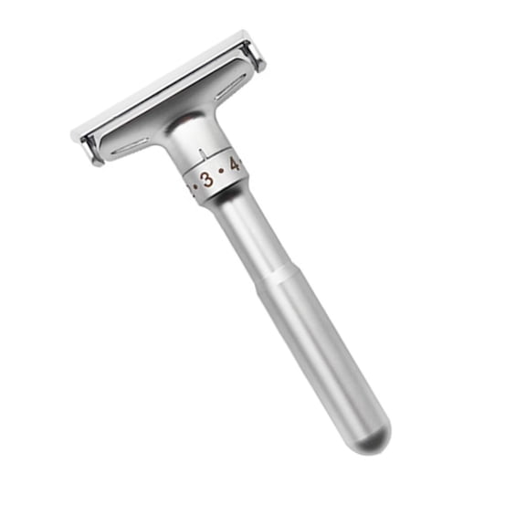 Riousery Premium Manual Beard Shaver with Adjustable Sharpness, Double Edge Safety Razor for Men, Silver Grooming Tool, 5.12 inches / 13 cm, 4.23 oz / 120 g