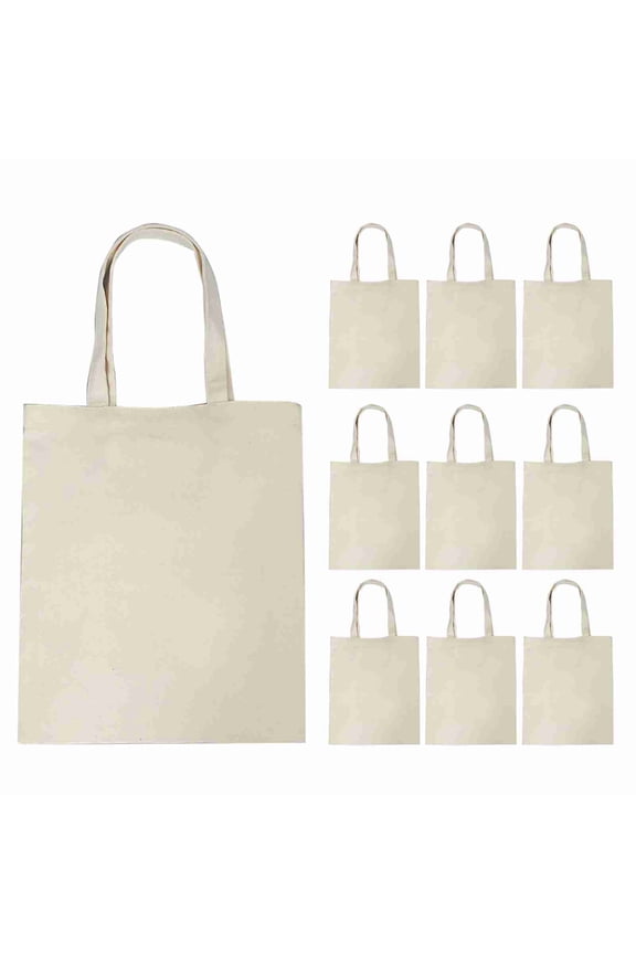 Premium Multi-Purpose Canvas Tote Bag Pack for Eco-Friendly Shopping Travel and DIY Crafts, Roomy Reusable Cotton Cloth Handbag (13.4 x 15.7 in / 34 x 40 cm)