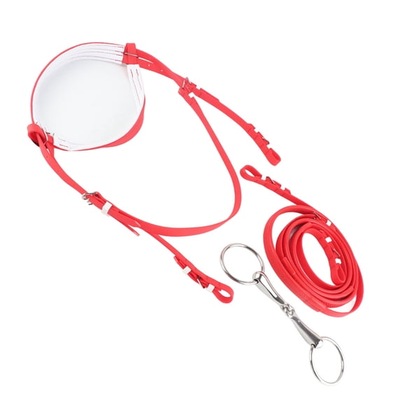 Riousery Premium PVC Adjustable Horse Bridle with Removable Stainless Steel Hollow Snaffle Bit, Waterproof and Durable Equestrian Rein Harness Headstall for Horses (Red) - Professional Riding Gear
