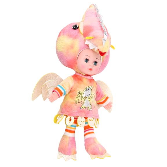 Riousery Premium Pink Dinosaur Baby Doll Cute Soft Plush Toy for Girls and Kids, 15.7 inches / 40 cm, Sings and Makes Noise, Interactive Collectible Stuffed Animal with Batteries Included