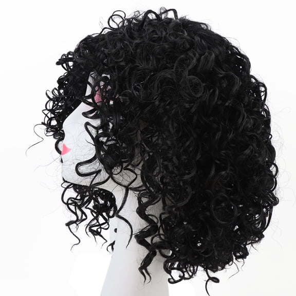 Riousery Premium Short Curly Wig for Women Black Middle Part Bouncy Wavy Synthetic Hairpiece Breathable High Temperature Fiber Natural Look for Daily Wear Work Party Dates (10 inches / 25.4 cm)