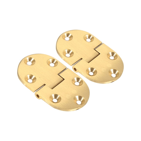 Riousery Premium Solid Brass Butler Tray Hinges Round Edges with Screws for Folding Table, 2.5 x 1.5 Inches / 6.5 x 3.8 cm, 2-Pack
