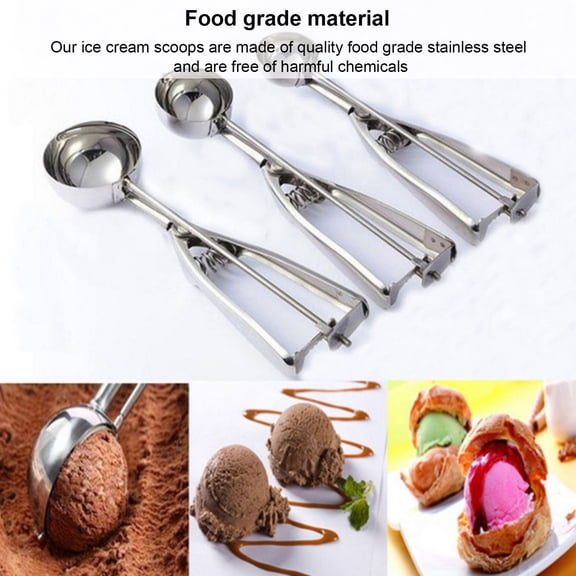 Riousery Premium Stainless Steel Ice Cream Scoop Manual Ball Digger Kitchen Accessories 6cm / 2.4 inches Easy Trigger Release Ergonomic Handle for Gelato Sorbet Dessert