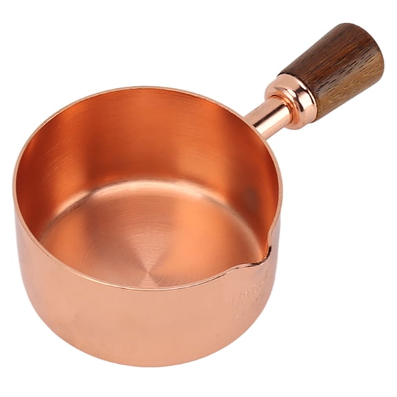 Riousery Premium Stainless Steel Sauce Cup Condiment Server with Ergonomic Wooden Handle, Ideal for Dipping Sauces, Cooking and Portion Control, Rose Gold, 2.7 oz / 80 ml (1 Piece)