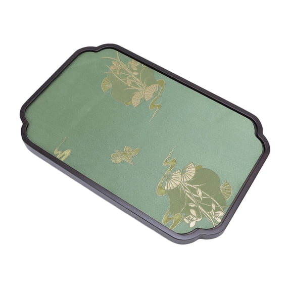 Riousery Premium Tea Serving Tray Bambusoideae Chinese Teapot Tray Rectangular Serving Platter Table Setting with Satin Cloth and Back Stickers for Home Office Tea House (10.9 inches / 27.7 cm)