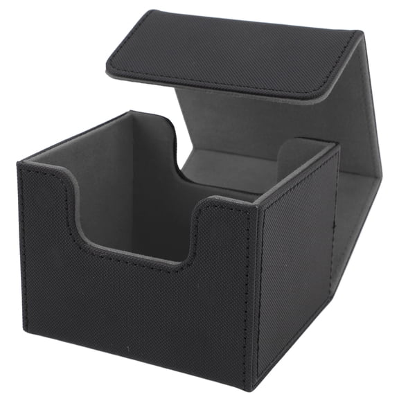 Riousery Premium Trading Card Storage Box Multipurpose Large Capacity Flip Side Insert PU Leather Magnetic Closure Deck Case Organizer, 4.33 inches / 11 cm, Black Outside and Gray Inside