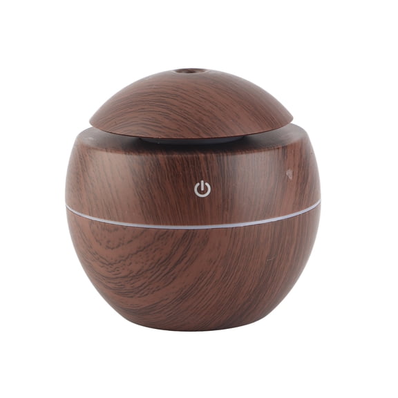 Riousery Premium Ultrasonic Aroma Humidifier & Cool Mist Oil Diffuser with LED Touch Controls, 130mL Compact Desktop Humidifier for Home, Office, and Travel, Quiet Essential Air Purifier, Brown