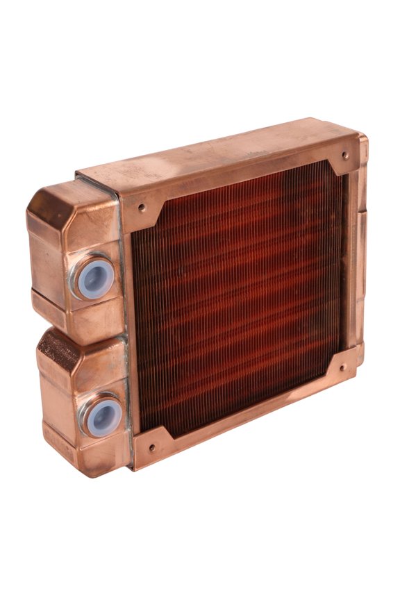 Premium Water Cooling Radiator Red Copper 7mm Round Pipe G1/4 Thread Liquid Heat Exchanger Custom PC Cooling System for Computer Desktop with 6.1 inches / 15.5 cm Dimensions