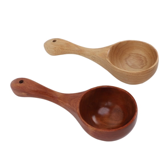 Riousery Premium Wooden Soup Ladles, 2 Pcs Japanese Solid Wood Soup Spoon Set with Long Handle, Elegant Eco Friendly Serving Ladle for Home Kitchen Cooking and Dining (11.8 inches / 30.0 cm)