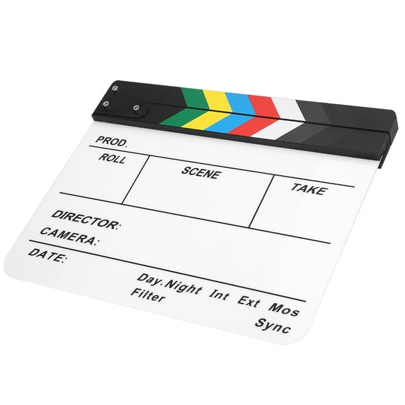 Riousery Professional 11.8x9.8 inches (30x25cm) Acrylic Film Clapperboard Movie Clapstick Director Board Dry Erase Photography Prop for Video Production and Studio Shoots - Colorful Striped