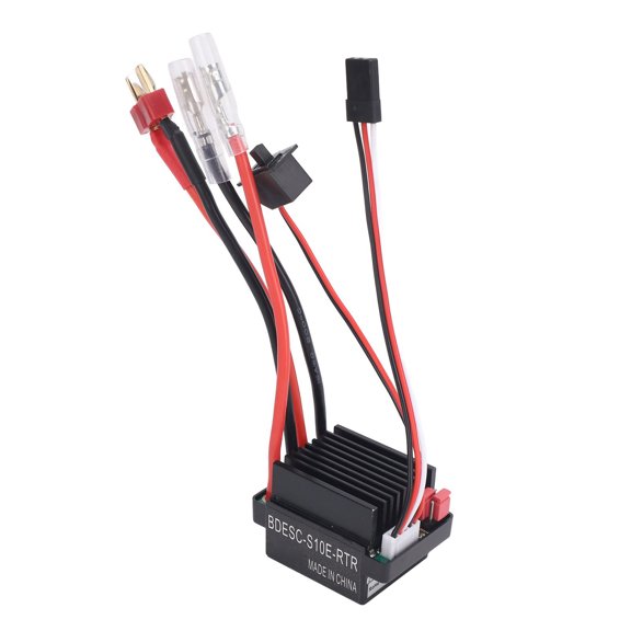Riousery Professional 60A Brushed ESC Speed Controller Dual Way Electronic Controller with T Plug Male for RC Model Car Boat Replacement Accessories Part (6.69x3.15x1.18 inches)
