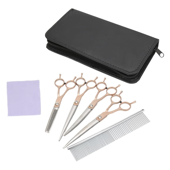 Riousery Professional 7 Inch Pet Grooming Scissors Kit Double Tail Trimming Shears Comb Set for Dogs Cats Rabbits Hamsters Stainless Steel Animal Hair Cut